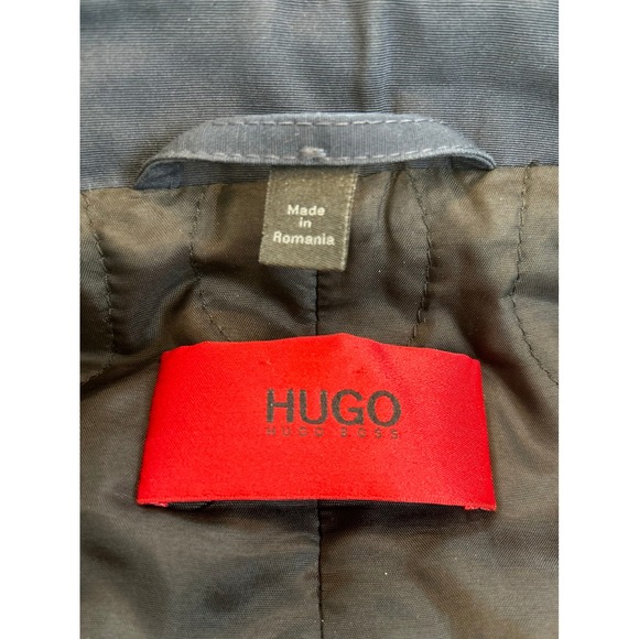 HUGO BOSS Men's Navy Blue Trench Coat Full Length Modern Classic Style Size 40R - Picture 2 of 16